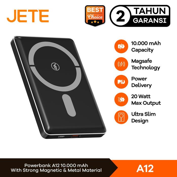Gambar Wireless Powerbank Magsafe Magnetic Slim JETE A12 10.000 Mah - Garansi Resmi 2 Tahun dari Doran Gadget Official Kota Administrasi Jakarta Pusat Tokopedia
