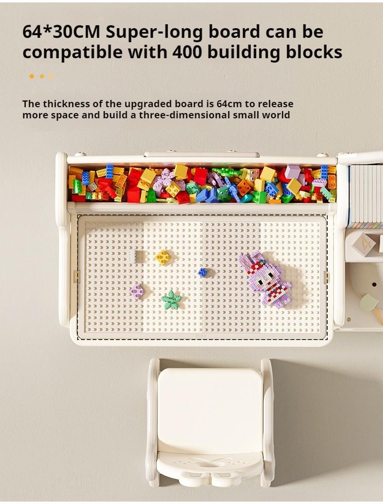Product Introduction of 【GraceLife】4 in 1 Kids Study Table With Chair/Storage Cabinet/Free Gift（Blocks/Brushes/Eraser） 38