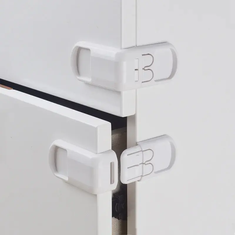 Kunci Kulkas Laci Lemari Pengunci Tambahan Pengaman Bayi Cabinet Safety Lock Door Tempel Serbaguna Putih 4