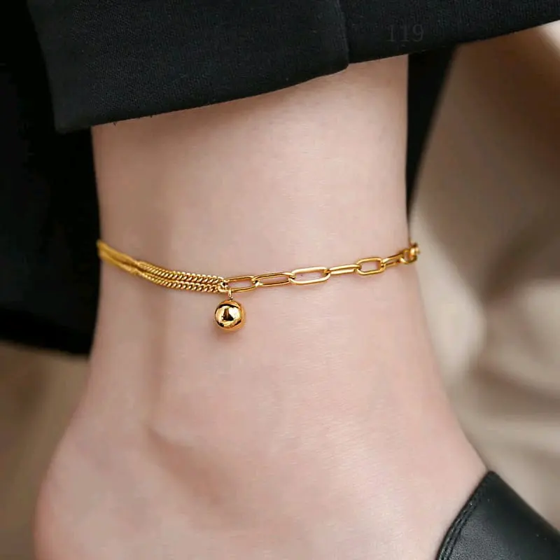Gelang kaki G-1119 rantai gold titanium anti karat 2