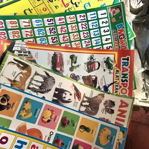 Paket 6 Poster Edukasi / Hurup / Angka / Hijaiyah /Hewan / Buah / Tranfortasi