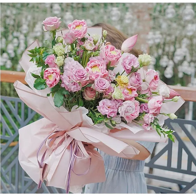 FLOWER WRAPPING GOLD LINE COLOR (ECER) TRANSPARENT CELLOPHANE KERTAS BUKET BUNGA HAND BOUQUET 6