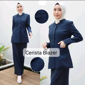 Seragam blazer Biru Dongker Guru ASN,PNS  Wanita /  Setelan Baju Dinas PDH Dongker rok dan celana Kerja Panjang