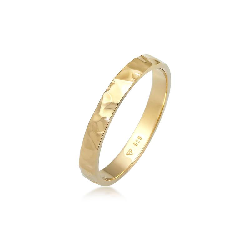 Elli Jewelry Perhiasan Wanita Perak Asli - Silver Cincin Basic Fine Gold Plated 0