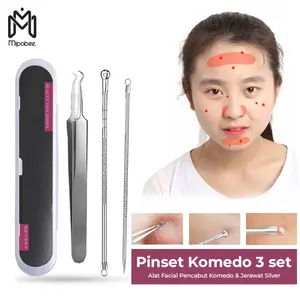 Alat Facial  Wajah Pencabut Komedo & Jerawat Silver (Pinset Komedo) - 3Pcs - ALAT KECANTIKAN