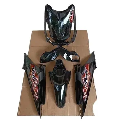 Fullset Cover Body Halus + Striping Beat Karbu Hitam untuk Sepeda Motor Motorcycle 0
