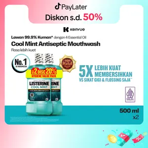 LISTERINE Coolmint TwinPack Mouthwash 500ml - Cairan Obat Kumur Antiseptik - Membersihkan Gusi