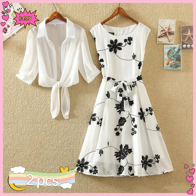 Kaid vintage print sleeveless dresses, high waist single breasted dress black small vintage style single breasted dress short sleeve medium long S-3XL 35-60 Sep