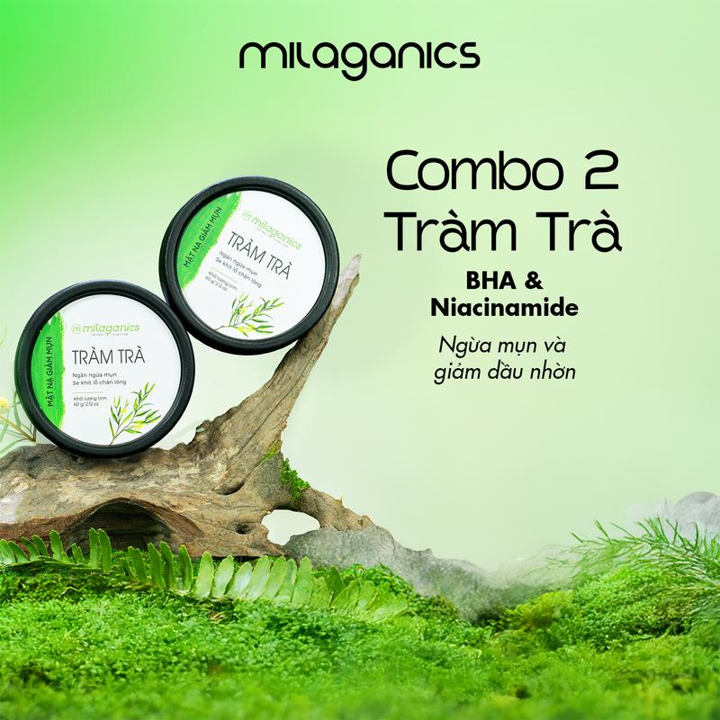 DEAL COMBO 2 Mặt Nạ Đất Sét Tràm Trà BHA MILAGANICS Chăm Sóc Da Mụn Niacinamide Sáng Đều Màu Da Giảm Tiết Dầu - Mask Đất Sét Thu Nhỏ Lỗ Chân Lông - Mặt Nạ Dưỡng Trắng Da Sáng Tươi Trẻ Skincare Làm Đẹp Da Cosmetics