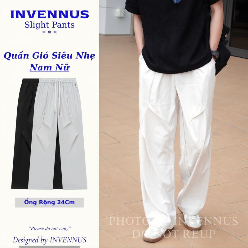 318 - [Đọc Kỹ Mô Tả] - Quần dù ống rộng INVENNUS Parachute Pants, quần gió form suông nam nữ dây rút chất liệu gió nhăn