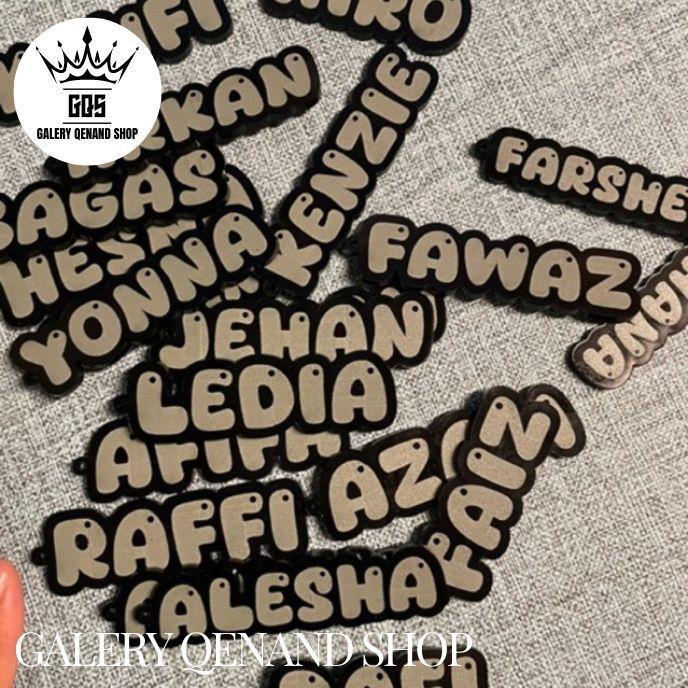Gantungan Kunci Custom Nama Akrilik Warna Hitam Souvenir / Ganci 014 3