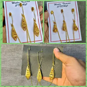 Waka Taman Store ll Bros Kancing 3 Cempaka Bunga Kantil / Set Bros Alpaka / Aksesoris Alpaka / Kuningan lapis emas / Bros Pin