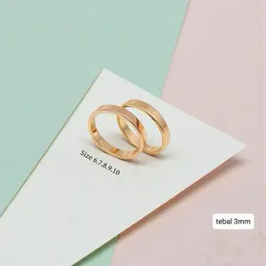 Cincin Polos 3mm • Cincin Warna Gold • Cincin Polos Cincin Couple • Titanity Jewelry