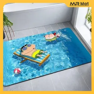 MR MAT Keset Diatomite Motif Crayon Shinchan 40x60cm Keset Kamar Mandi Keset Lantai Anti Slip