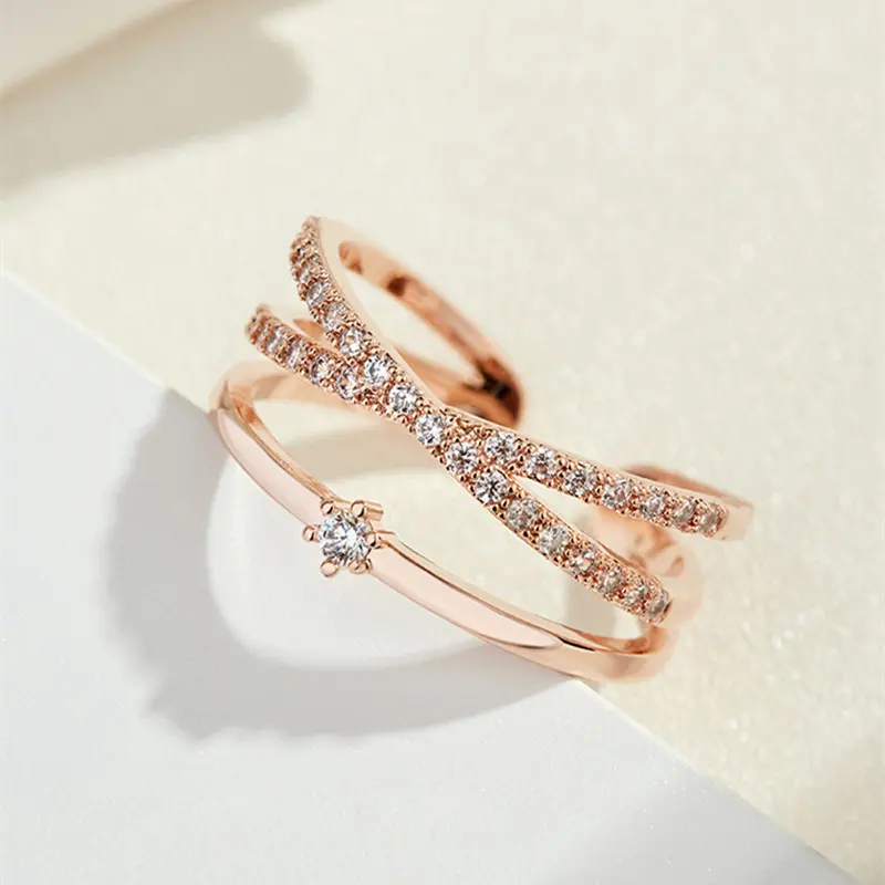 Cross double layered ring women's Korean version trendy index finger ring
