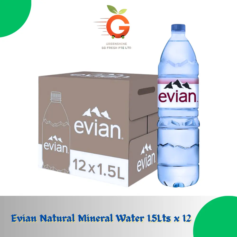 Evian natural mineral water 1.5 ltr x 12