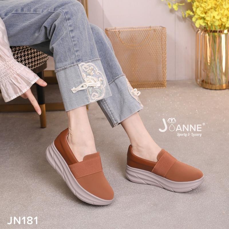 JOANNE Closed Toe Wedges Shoes Sepatu Wanita #JN181 Black Casual 7