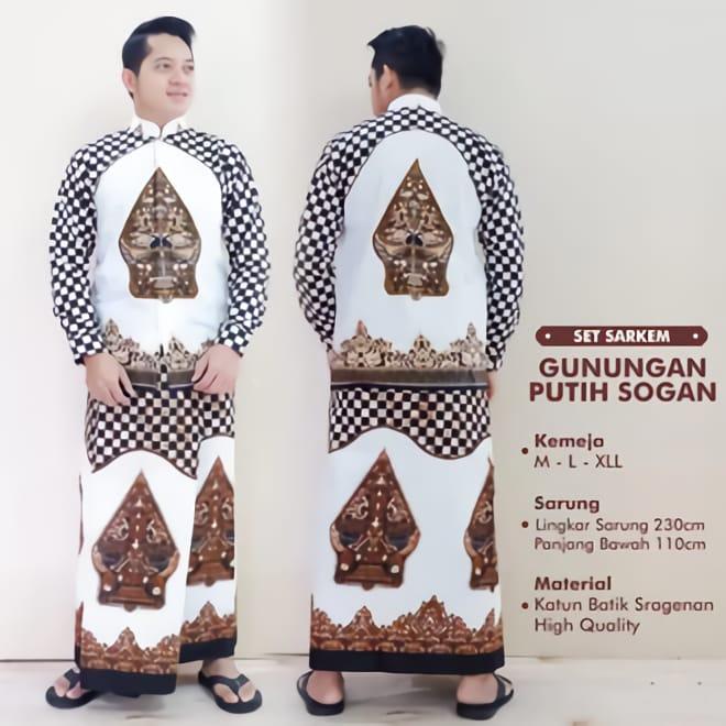 agms_ Baju Setelan Koko Pria Dewasa Stelan Sarung Remaja Laki Elegan Motif Batik Garis Premium Keren Muslim Formal Tangan Panjang Pendek Kain Katun Nyaman 9