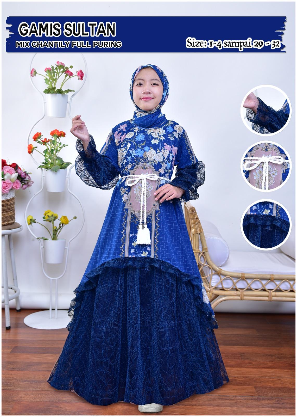 MW-SHOP - Gamis Cantik Raya Sultan Mix Chantily Anak Perempuan Usia 3 - 12 Tahun Free Belt / Baju Gamis Viral Anak Orang Brukat - Fashion Muslimah Lebaran Anak Free Hijab