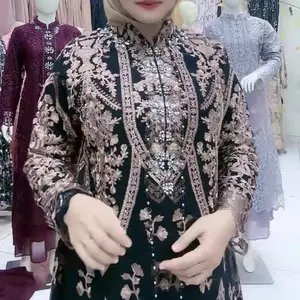 Gamis muslim Full Brukat New Motif Maudy Two in one Outer inner