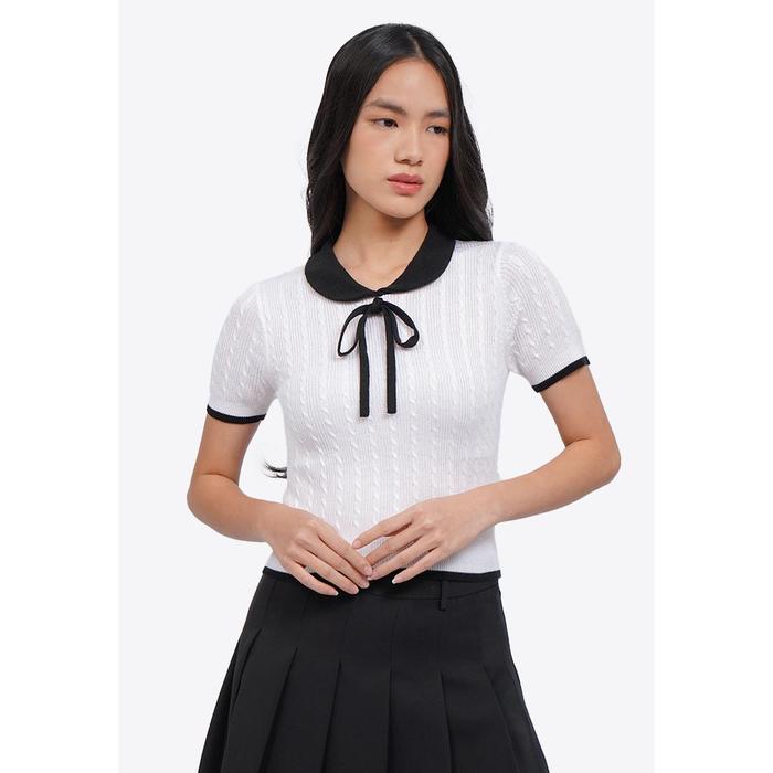 Gambar COLORBOX Tied Collar Knit Polo Top I-TSGKEY225I625-MULTICOLOR - MULTICOLOR, M dari Colorbox Indonesia Kota Bekasi Tokopedia