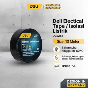 Deli Electical Tape / Isolasi Listrik 0.13mm x 18mm x 10/20m PVC Alat Perkakas DL5261