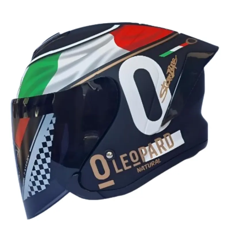 Helm JS ARMOR Half Face Motif LEOPARD Pria Wanita Original SNI pilihan kaca Smoke/Clear Motorcycle helm  half 0