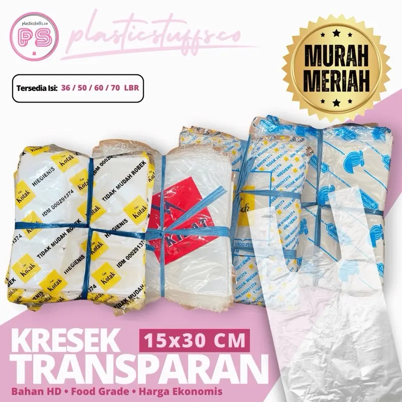 KILAT Kantong Plastik Kresek 01x15x30 Isi 50 Lembar Transparan Tidak Bau Higienis Tebal 01 Ukuran 15x30