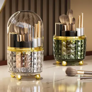 Berputar tempat sendok garpu / Brush Holder Crystal / Brush Storage / rak kosmetik / tempat make up