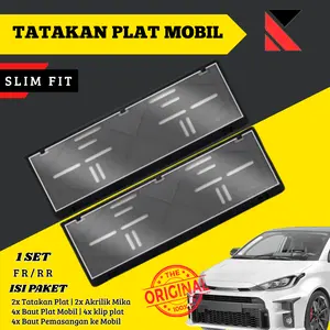 Dudukan Plat Nomor Mobil Akrilik Premium Cover Plat Akrilik 1 Set 2 Pcs Universal depan Belakang Car Baut Lengkap