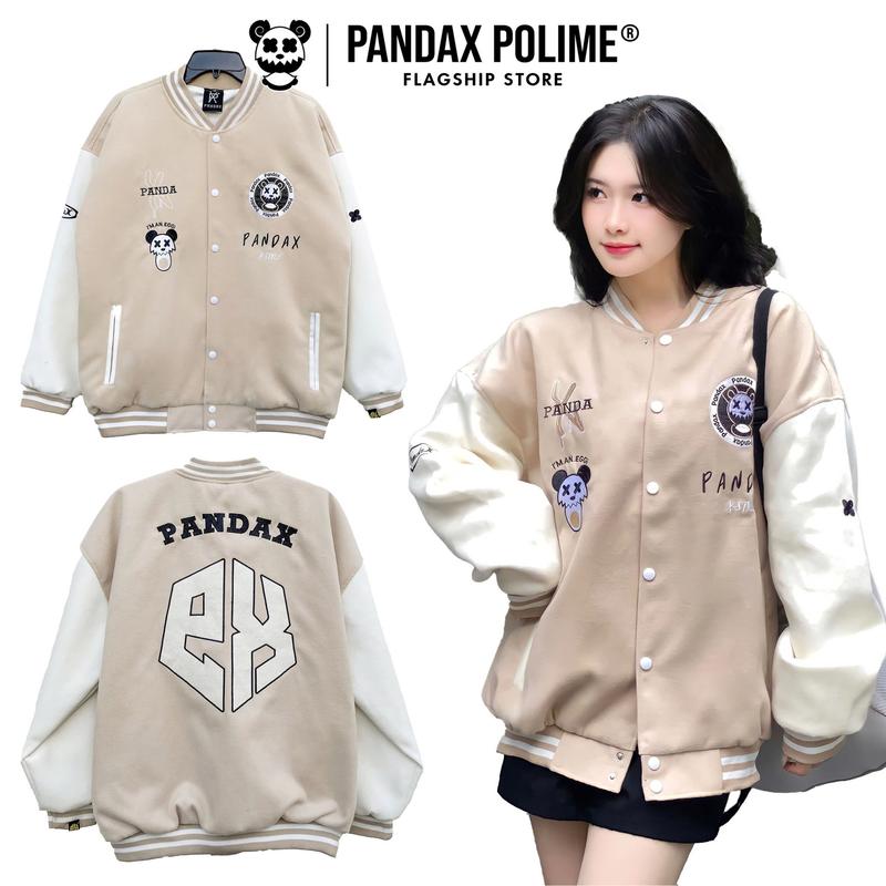 Áo bomber nam nữ Pandax local brand , varsity jacket unisex , khoác bóng chày nâu tan Top