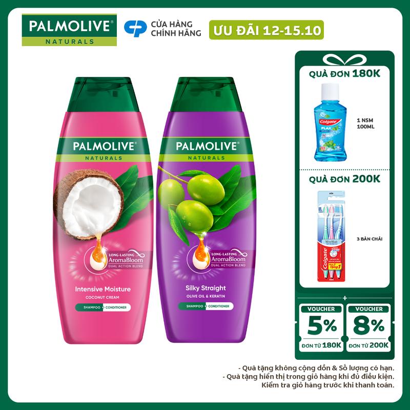 [Ưu đãi 12-15.10] Dầu gội Palmolive kèm dầu xả chiết xuất thiên nhiên chăm sóc tóc và dưỡng tóc bồng bềnh 180ml phù hợp cho Nữ và nam