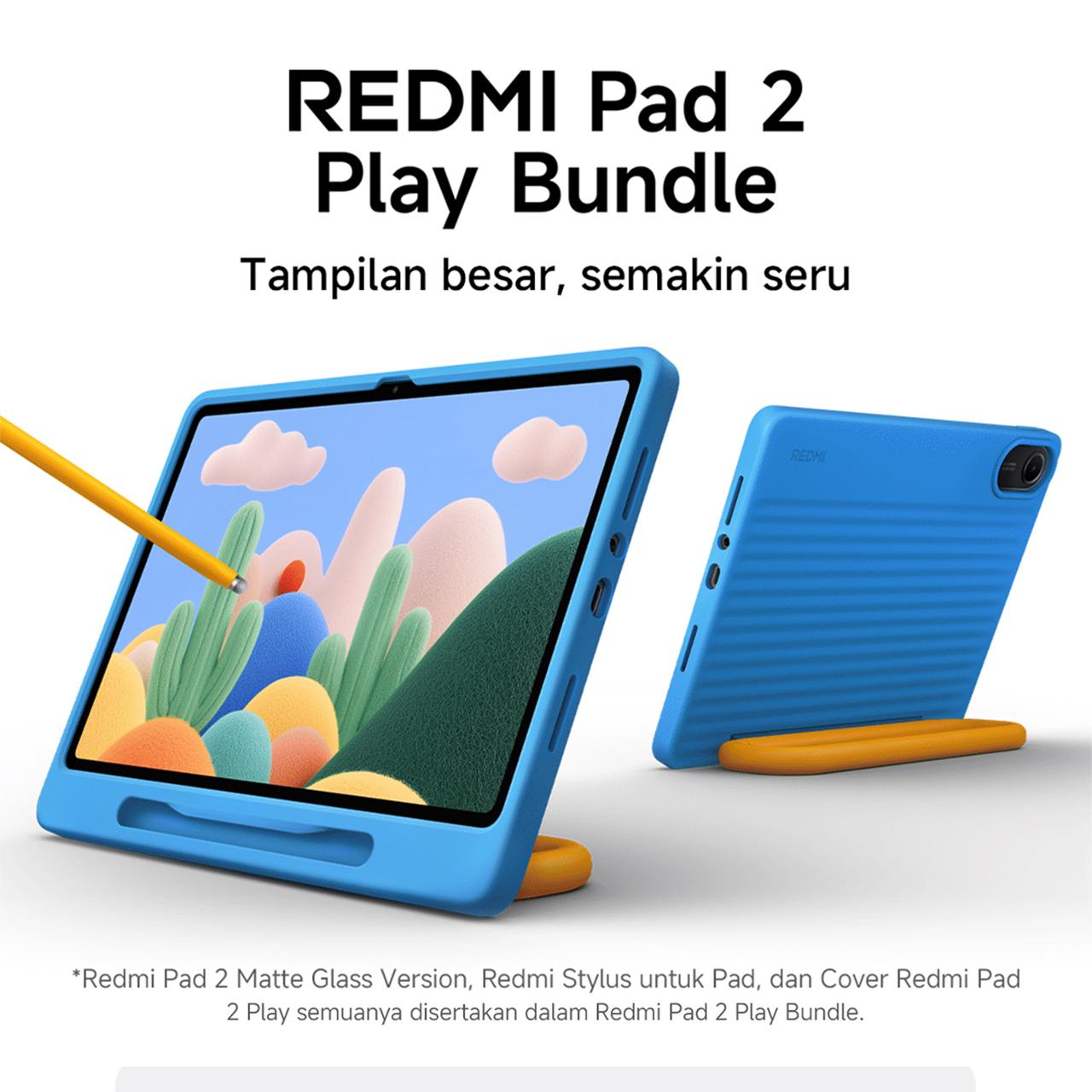 Xiaomi Redmi Pad 2 Play Bundle (4GB/128GB) | 11" 2.5K layar matte glass lebih aman untuk mata | Digital parenting assistant | Baterai jumbo 9000mAh (typ) untuk 17 jam belajar dan bermain tanpa henti | Play bundle casing dan stylus di dalam box