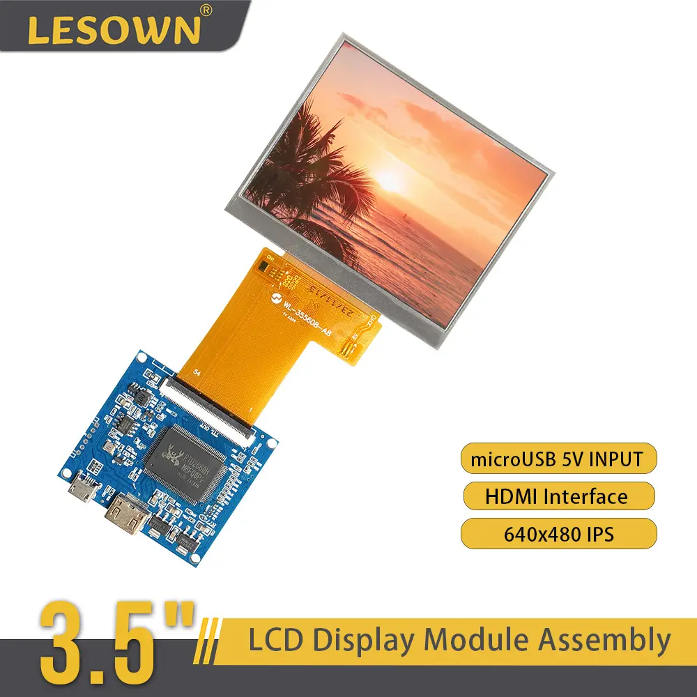 LESOWN Small LCD 54PIN Panel Display Screen 3.5 inch TFT Resolution 640x480 HD IPS HDMI Module for Windows Camera Equipment