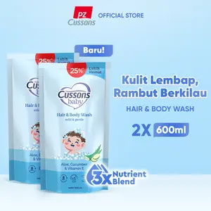Cussons Baby Hair & Body Wash Mild & Gentle - Sabun Mandi Bayi 2in1 Refill 600ml X2