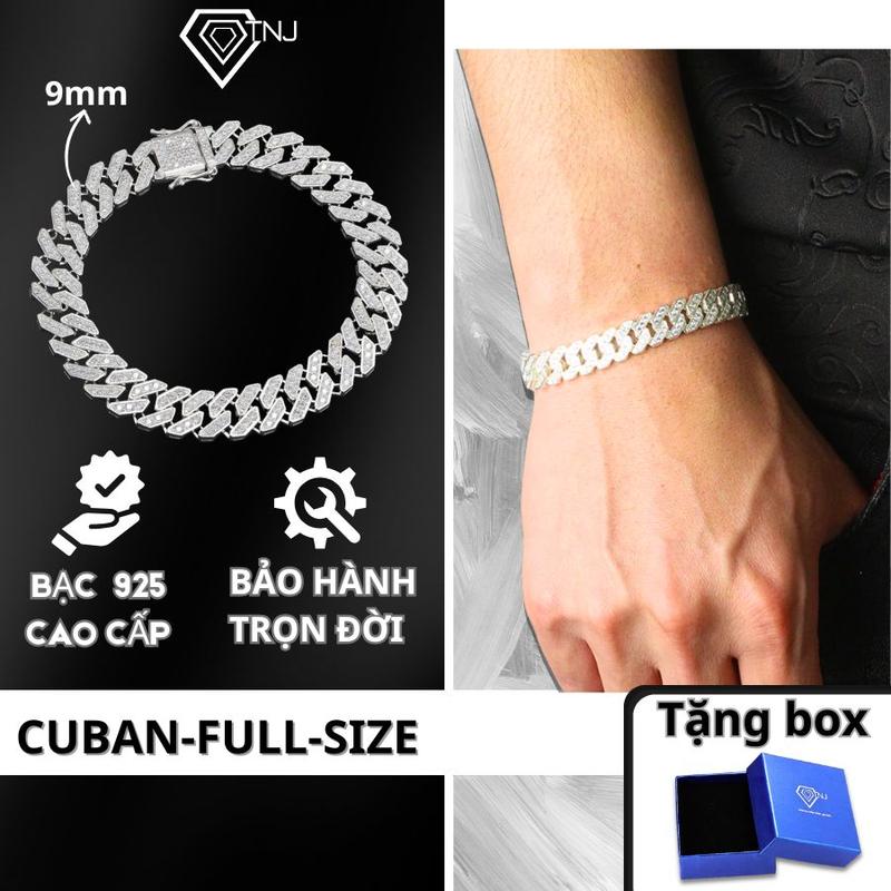  Lắc tay cuban bạc nam bản nhỏ 9mm sang trọng phong cách LTA0171 - Trang Sức TNJ 