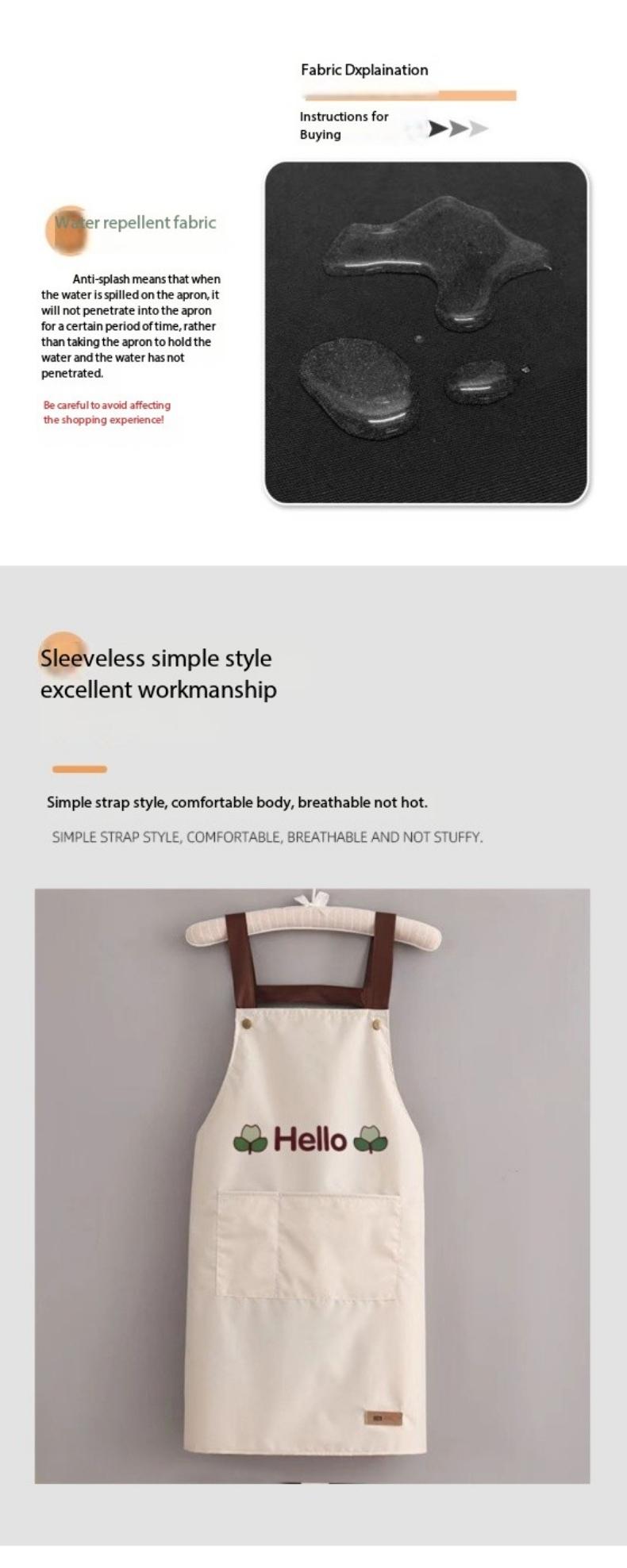 Product Introduction of Solid color modern simple waterproof strap kitchen household waterproof oil apron 10