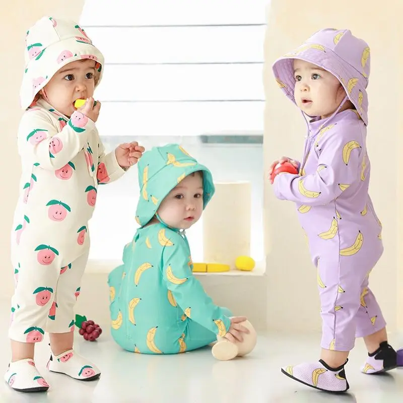 Children's Boys and Girls Long Sleeve Sun Protection 1 7 Years Old Swimsuit Surfing Suit Infants Baby Swimming