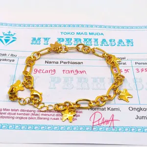 Gelang tangan emas muda motif rumbai kupu-kupu 3,5gr ada surat dari toko