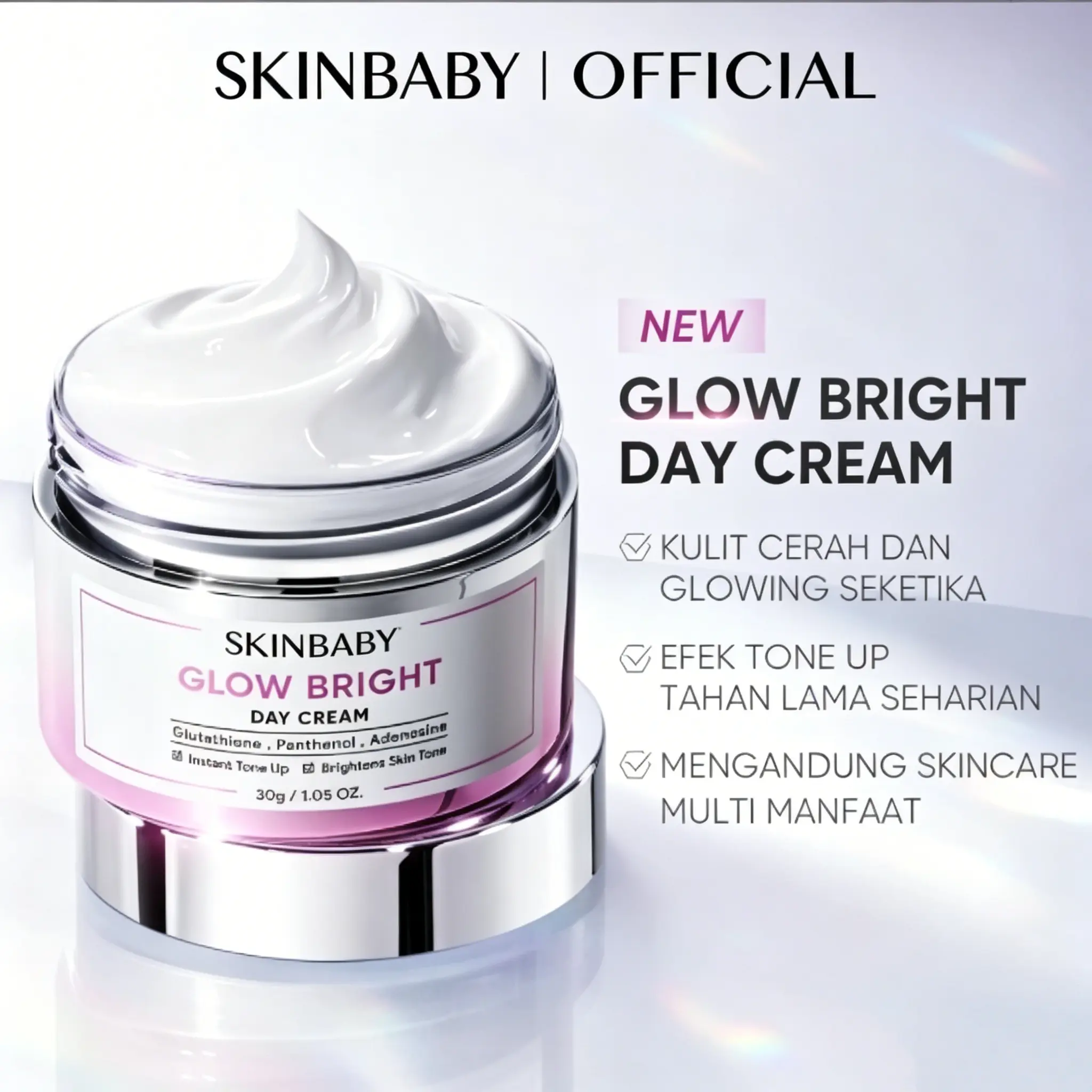 100% Asli  𝐒𝐊𝐈𝐍𝐓𝐈𝐅𝐥𝐂  Glow Bright Day Cream 30gr – Tone Up Cream Moisturizer untuk Mencerahkan Wajah & Leher