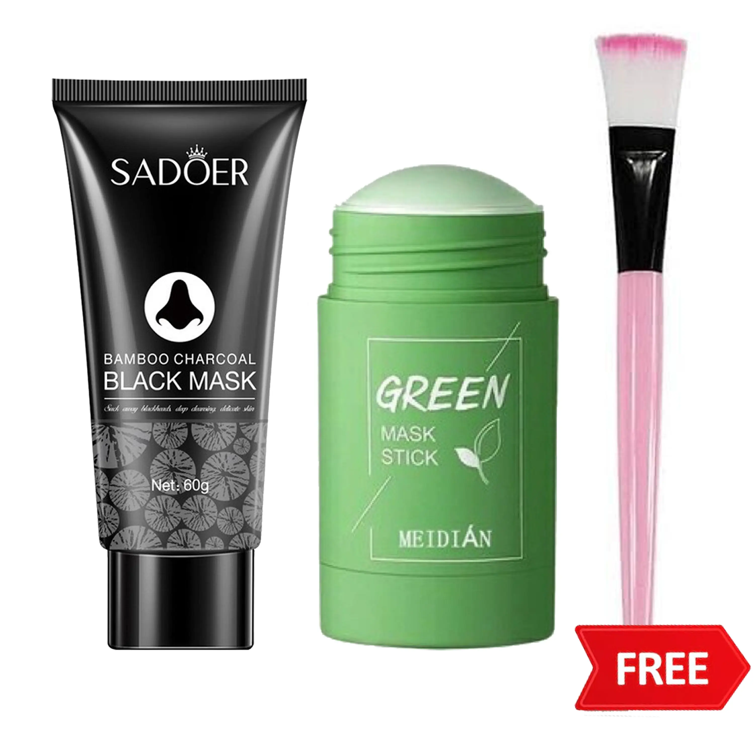 Paket Masker Wajah Greenstik Anti Komedo dan Jerawat dengan Kuas Gratis - Berjerawat, Kosmetik