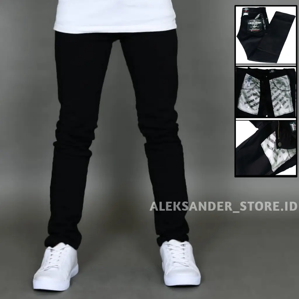 Celana Jeans Hitam Pria Original Orlen Denim Panjang Skinny Semi Slim Fit Cowok Cowo Pria Laki Laki Remaja Dewasa Terbaru