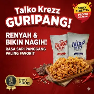 【COD】 Taiko Krezz Snack Gurita Viral / Kerupuk Ulir Pedas Daun Jeruk / Bumbu Melimpah  / Cemilan Micin Enak & Renyah/Keripik Rasa Jagung Bakar & Balado / Grosir Cemilan Keluarga/ Cocok untuk Teman Nonton