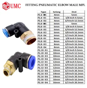 FITTING PNEUMATIC ELBOW MALE DRAT SELANG SLIPLOCK MPL PL