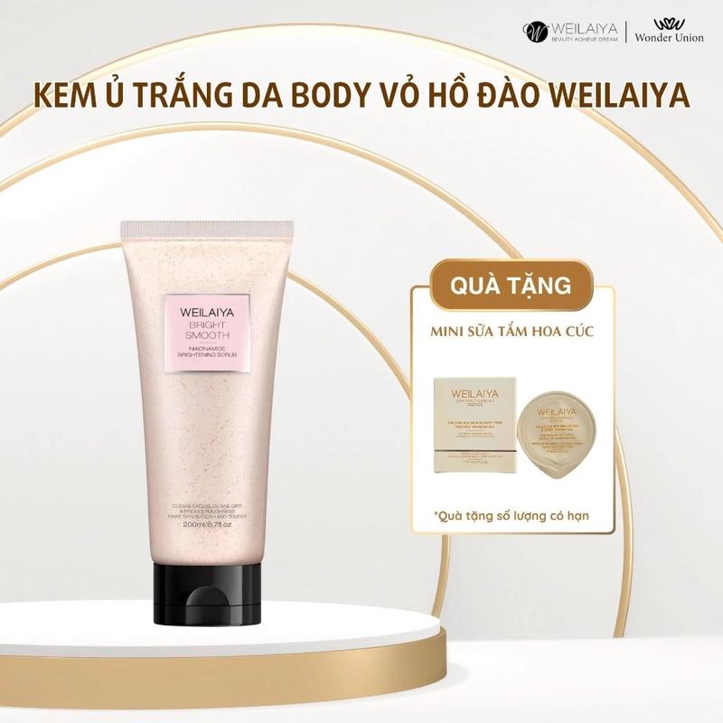 [Chính hãng] Kem tẩy da chết ủ trắng da body vỏ hồ đào Weilaiya 200ml