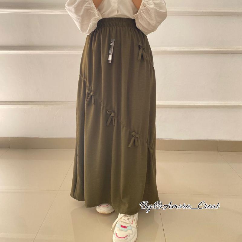 Rok Terbaru pita// rok wanita // rok dewasa // rok premium // rok pita // rok jumbo bb 40-75kg Cantik Nyaman Panjang Melar Serut Santai Pendek Variasi amora  skirt 8