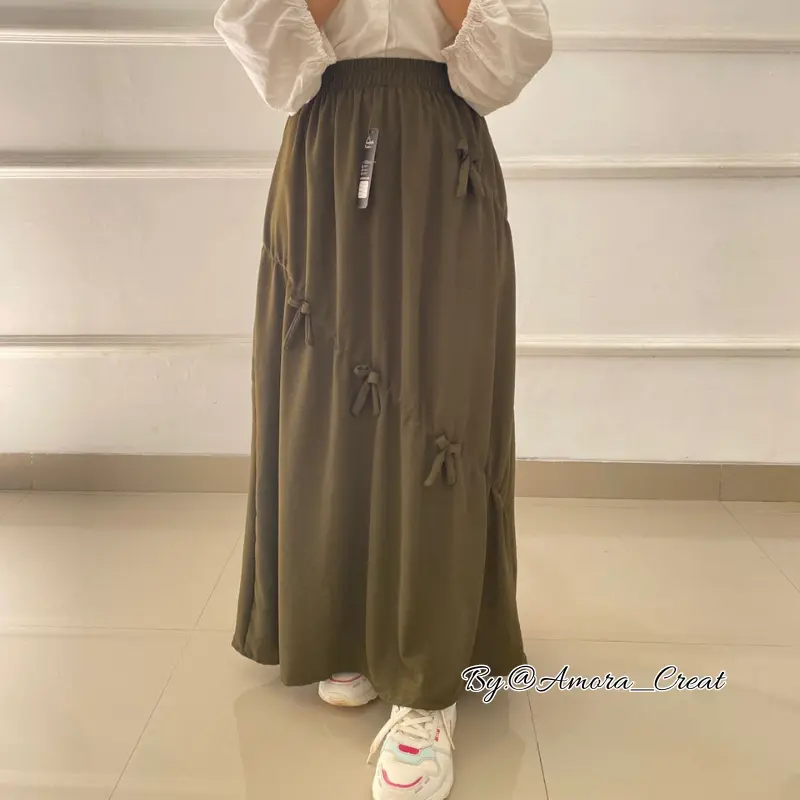 Rok Terbaru pita// rok wanita // rok dewasa // rok premium // rok pita // rok jumbo bb 40-75kg Cantik Nyaman Panjang Melar Serut Santai Pendek Variasi amora  skirt 7