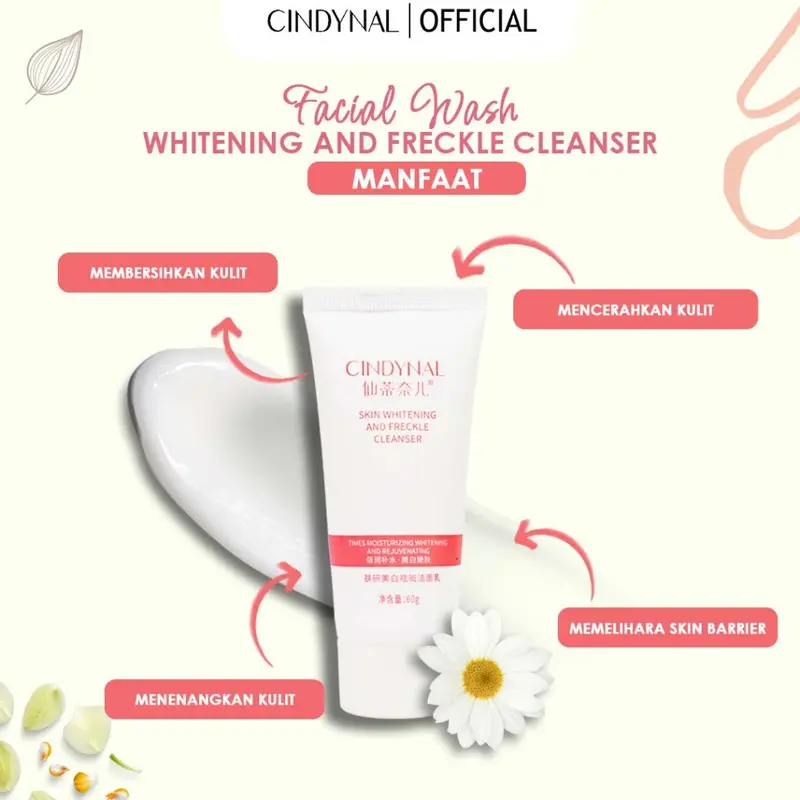Facial Wash Pencerah Wajah Penghilang Flek Hitam dan Jerawat Cindynal Skin Whitening And Freckle Cleanser 5