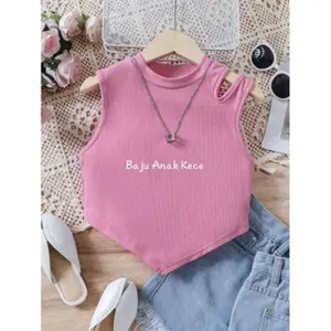 Atasan Crop Top Belah Bahu Rib Premium untuk Anak Perempuan Usia 1-6 Tahun - Fashion