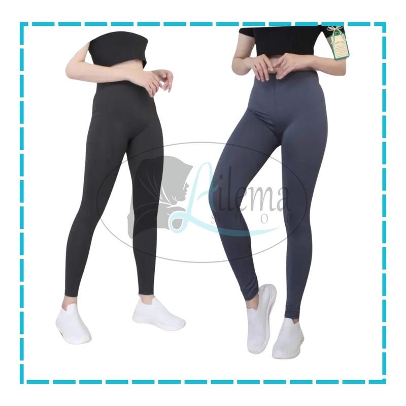 Paket Hemat 2 Pcs Legging Panjang Wanita / Legging Spandek Polos Hitam Tebal Celana Dalaman Nyaman Standar Melar Dewasa 1